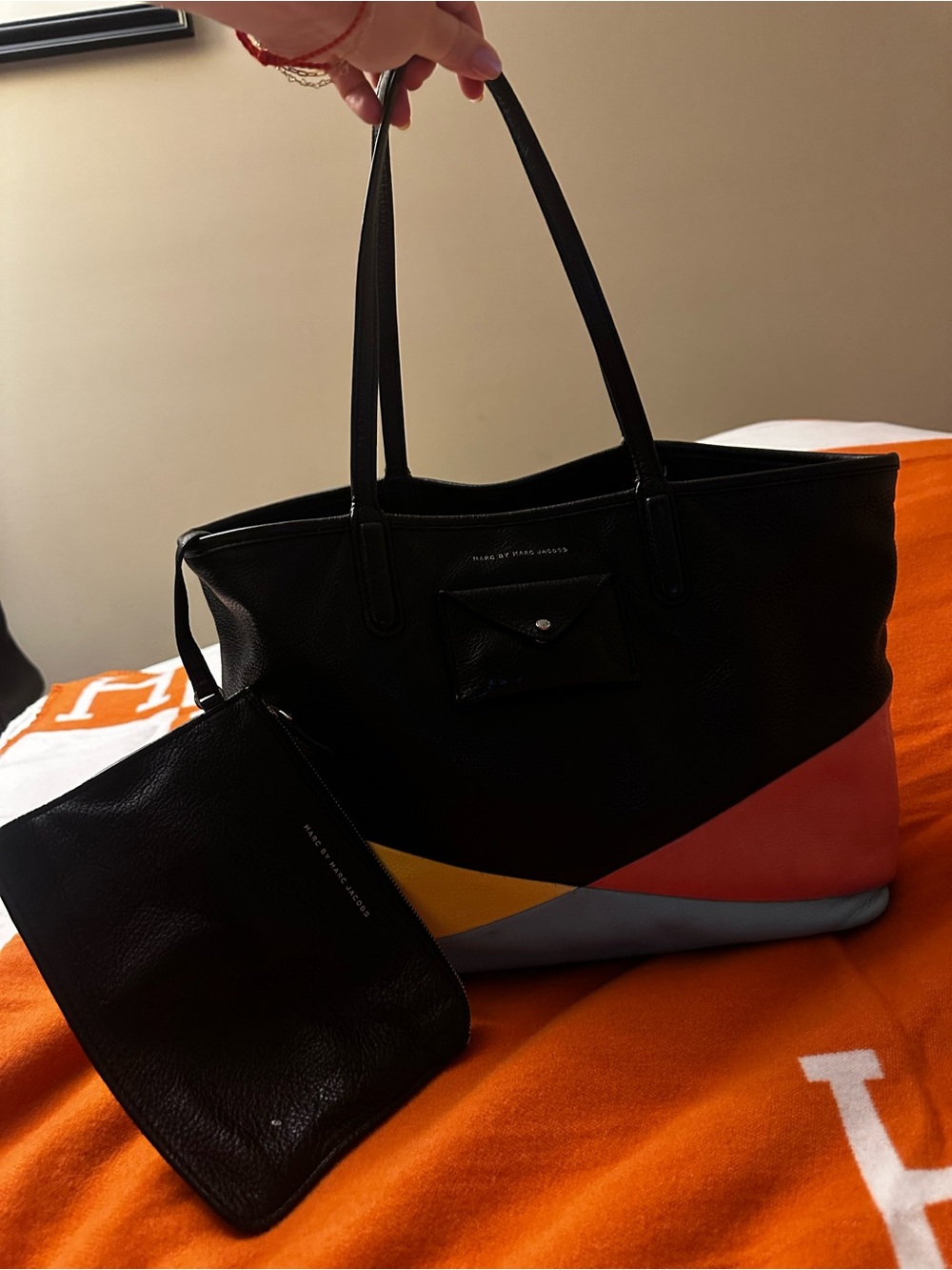 Marc by Marc Jacobs Colorblock Leather Tote Bag + Pouch